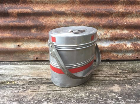 Vintage Green Metal Miner's Railroad Factory Worker Lunch Box 